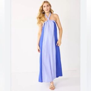 Nine West Halter Neck Colorblock Maxi Dress | Summer Dress